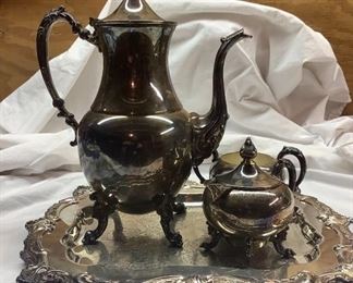 Silver Over Copper Tea Set
