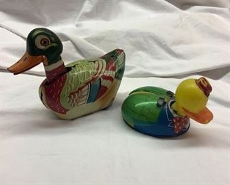 Vintage Tin Windup Duck Toys