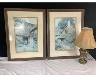 Watercolor Village Prints and Lamp