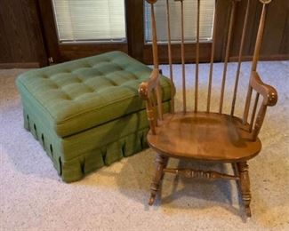 Wood Rocking Chair and Rolling Ottoman