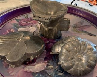 Vintage Pewter Ice Cream Molds: Sunflowers, Pansy and Lily Pond