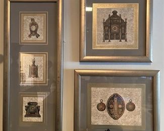 Framed art of different types of clocks