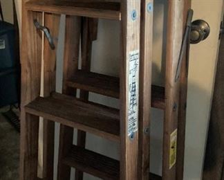 Two wooden ladders