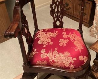 Antique corner chair with upholstered seat