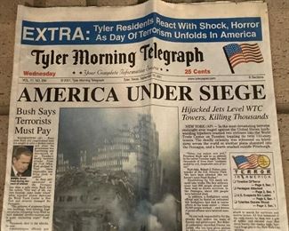 The Tyler newspaper after 9-11 (Sept. 12, 2001)