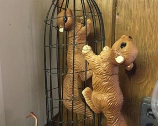 Squirrel and Cage Decor