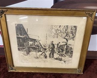 Lionel Barrymore Signed Etching