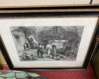 Early "The Fort Boy" Etching/Woodcut(Goodall) 