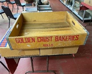 Vintage Golden Crust Bakeries Wooden Bread Crate