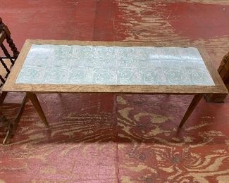 Neat Mid-century Tile Inlaid Table