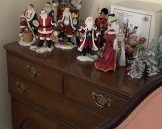 Many Santas and holiday decorations/Shiny Brights and old ornaments