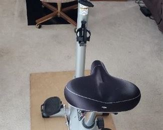 $250  Schwinn 120 Biofit Comfort upright exercise bike.     38 x 24 x 10 inches        75 lbs.        •	Upright exercise bike for the home with 16 resistance levels and 13.2-Pound flywheel
•	12 Workout programs, including 6 course profiles, fitness test, and custom workout
•	Integrated grip heart rate system for easy fitness monitoring
•	Ergonomic pedal design for efficient and comfortable pedaling
