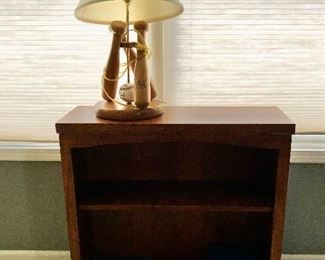 Cherry bookcase & baseball lamp