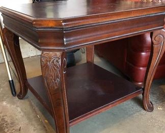 inlaid wood side table