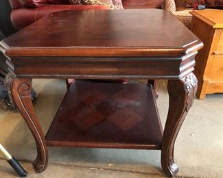 inlaid wood side table