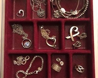 Tiffany sterling jewelry, Patricia Locke necklace, Alex & Ani, Lenox sterling heart necklace