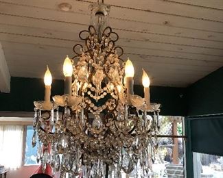 Crystal chandelier- fireplace not for sale