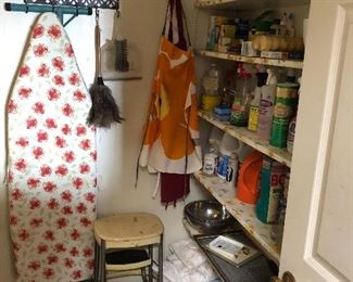 Marimekko apron housewares, Vintage kitchen stool