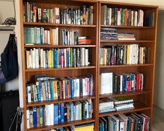 4 Teak Books shelves 10.25" deep and many many books on Mathmatics and Physics! 