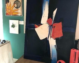 Very Large Jan Meyer Painting, Calder Lithograph 56/100 (there are bids on this piece) 