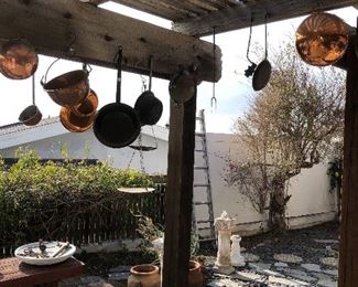 copper pots, loads of terra cotta