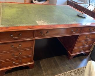 7. Partners Desk w/ Leather Inlay from ABC Carpet (3pc) (72" x 48" x 32")