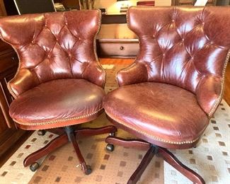 Pair of matching leather desk chairs, update on Sat: one has been SOLD, the other is available