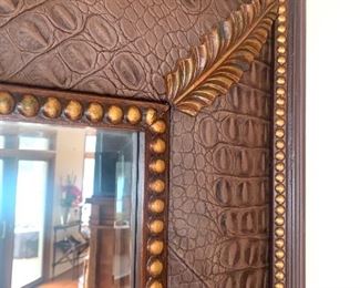 Oversized mirror 55” by 45” (with faux leather accents)
