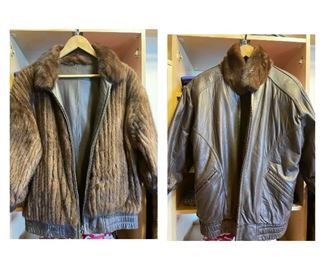 Reversible leather and mink ladies coat Brown