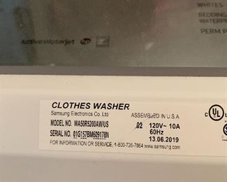 $875~ 2019 SAMSUNG WASHER AND ELECTRIC DRYER 