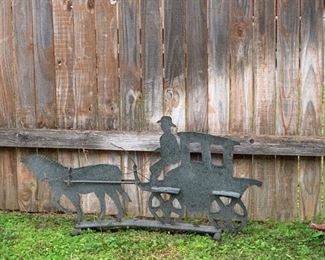 $125- Iron Cut out cowboy couch and horse 