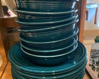 $150-  OBO~ FIESTA SET OF EIGHT BOWLS  $120~ SET OF EIGHT FIESTA TEAL DINNER PLATES 
