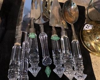 $5 EACH (7 AVAILABLE)-  SHANON CRYSTAL HANDLED CATRINA SERVING PIECES 