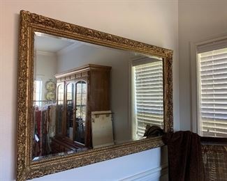 $300 ~ VINTAGE GOLD BEVELED MIRROR  ~ 54'' WIDE  X 36" HEIGHT 