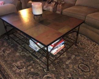 WROUGHT IRON COFFEE TABLE WITH TILE TOP