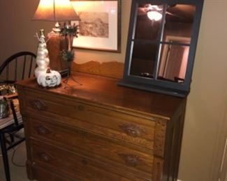 THREE DRAWER ANTIQUE CHECK WITH ACCESSORIES