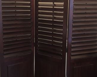Beautiful Plantation Shutter wood room divider/screen with louvered top half. 