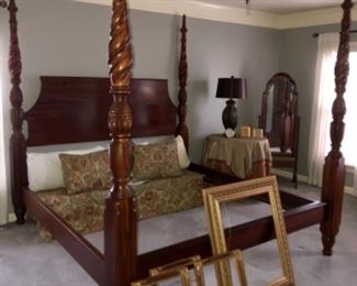 KING SIZE MAHOGANY  FOUR POSTER BED.