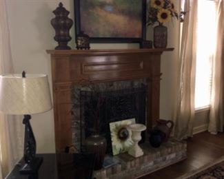 Beautiful modern impressionist painting, fireplace decor