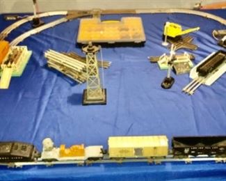 top down view of Lionel O scale train display 