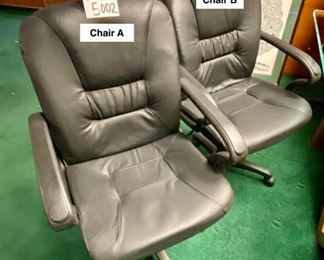 Lot 5002.  $40.00 Ea.  Chair A-G, Total of 8 Chairs from Office Club Inc. Black Simulated Leather Chairs w/ Adjustable Seat  25.5" W  x  40" H x 18" D.  3 Chairs Sold- 5 Chairs still available.