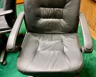 Lot 5002.  $40.00 Ea.  Chair A-G, Total of 8 Chairs from Office Club Inc. Black Simulated Leather Chairs w/ Adjustable Seat  25.5" W  x  40" H x 18" D.