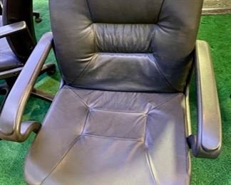 Lot 5002.  $40.00 Ea.  Chair A-G, Total of 8 Chairs from Office Club Inc. Black Simulated Leather Chairs w/ Adjustable Seat  25.5" W  x  40" H x 18" D.   3 Chairs Sold- 5 Chairs still available.