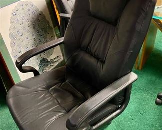 Lot 5003 $50 .00  Black Leather Look Office Executive Chair 26"W x 46" H x 19"seat height w/adjustable seat