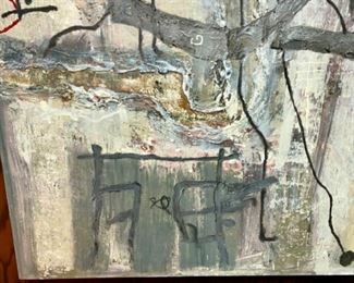 Lot 5004 $2,100.00  Zhou Brothers Abstract Original Art. 1990 Mixed media on canvas, measures 50" H x 72" W.  Signed by both Brothers. This piece is classic Zhou Brothers style. Check out information at https://www.zhoubrothers.com/.  The Zhou Brothers are Chinese contemporary artists ShanZuo and DaHuang Zhou. ShanZuo was born in Nanning, Guangxi Province, China in 1952 and DaHuang was born in Wuming, Guangxi Province, China in 1957. They were both educated and trained in China and together they started their art career in 1973 and have been working collaboratively since. The Zhou Brothers moved to the United States in 1986 after having been at the cutting edge of the contemporary art movement in China in the 70’s and 80’s. The internationally acclaimed Zhou B Art Center is located in Chicago's Bridgeport Neighborhood. Check out info at https://www.zhoubartcenter.com/zhou-b-art-center.html