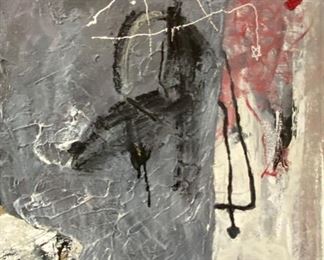 Lot 5005. $1,500.00 (Original Price $7,000.00) Zhou Brothers Abstract Original Art. Titled "April Fools" 1990 Mixed media, measures 48" x 48" Signed by both Zhou Brothers. This piece is also a classic Zhou Brothers style.  Check out information at https://www.zhoubrothers.com/.  The Zhou Brothers are Chinese contemporary artists ShanZuo and DaHuang Zhou. ShanZuo was born in Nanning, Guangxi Province, China in 1952 and DaHuang was born in Wuming, Guangxi Province, China in 1957. They were both educated and trained in China and together they started their art career in 1973 and have been working collaboratively since. The Zhou Brothers moved to the United States in 1986 after having been at the cutting edge of the contemporary art movement in China in the 70’s and 80’s. The internationally acclaimed Zhou B Art Center is located in Chicago's Bridgeport Neighborhood. Check out info at https://www.zhoubartcenter.com/zhou-b-art-center.html