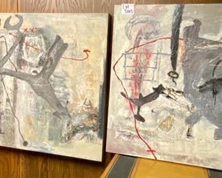The next 2 Lots; 5004 and 5005 are Abstract Mixed Media Original Art by the Zhou Brothers.  World Acclaimed Artists from China and currently have roots in the Chicago area.  Both pieces are on Oil on Canvas (No Frames).  