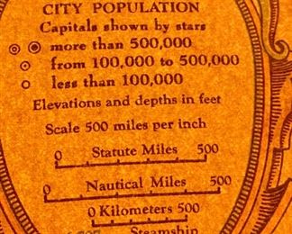 Lot 5006. $350.00 Very Cool Vintage Replogle World Classic Lighted 16" Globe with Floor Standing MCM Stand.  30" H  x  22" diameter.