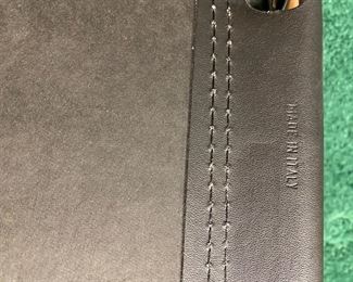 Lot 5009  $1,400.00  Set of 4 Effezeta Italian Black and Chrome Cantilever Style chairs.  Made in Italy, super mod, real cool. Slings are Leather as well as the  leather arm rests.  Chrome base is very solid. 22.5" W  x 30" H x 15" seat height x 23" front to back. Only 1 Set.