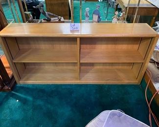 Lot 5011   $235.00  Mid-Century Oak Bookshelf/Credenza. Finished on both sides. Really solid, well made.  HEAVY. Light/Medium stain, honey oak.  Perfect for an office, Den or as a room divider. 	66"W x 13"D x 29"H